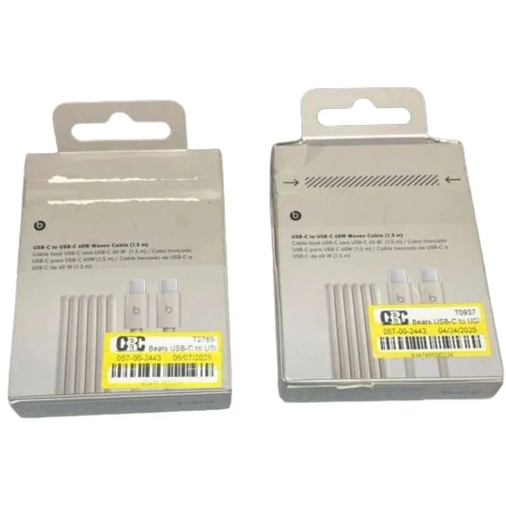 Beats USB-C to USB-C Cable 1.5m Fast Charging Woven Stone Lot of 2 Open Box